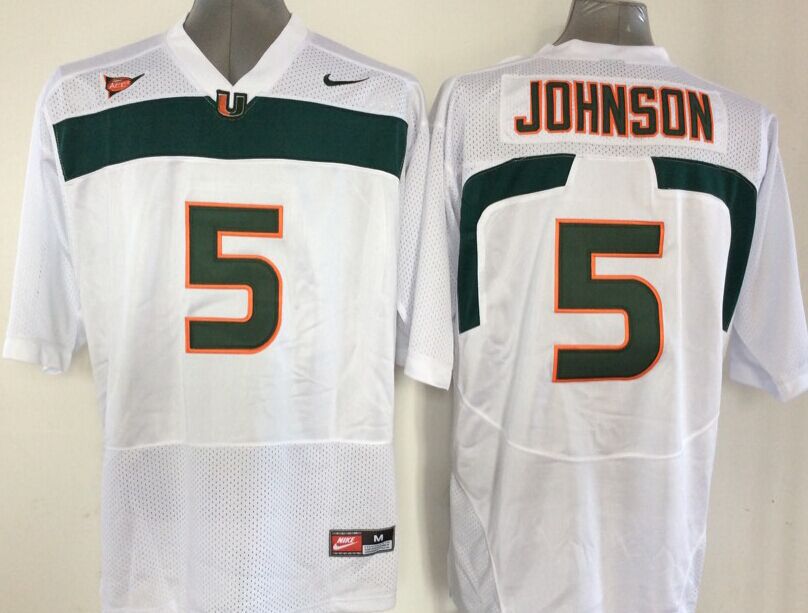 Men Miami Hurricanes #5 Johnson White 2025 NCAA Jersey